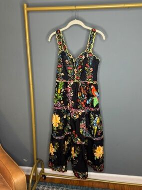 NWT Farm Rio Tropical Scalloped Midi Dress Size XS